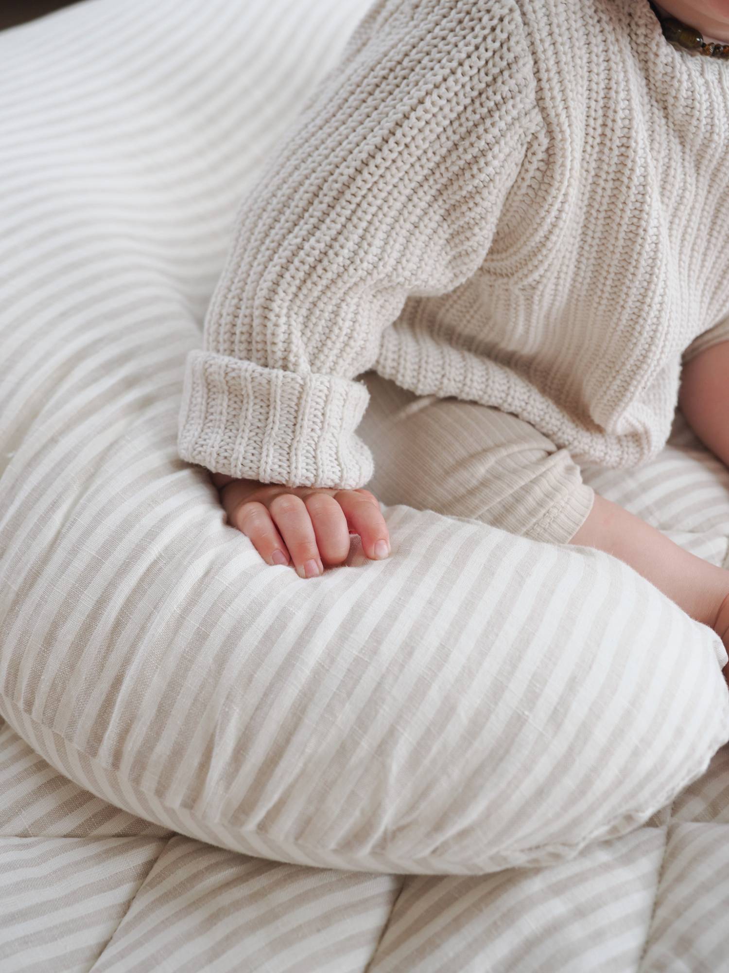 Linen Nursing Pillow - Natural Striped