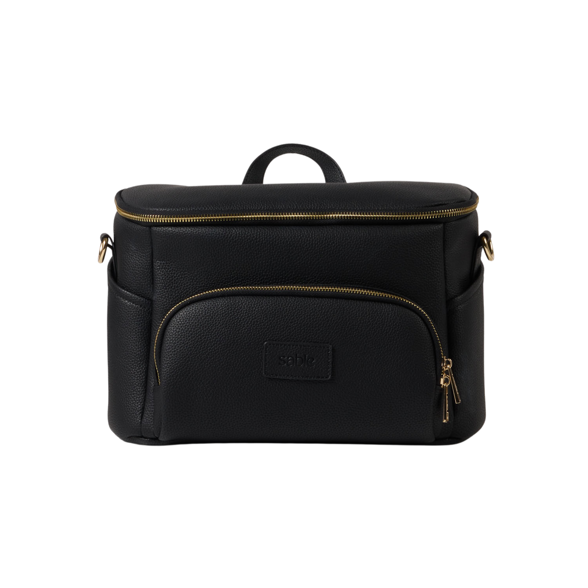 Black Pram Caddy with gold hardware and carry handle - Sable Bebe