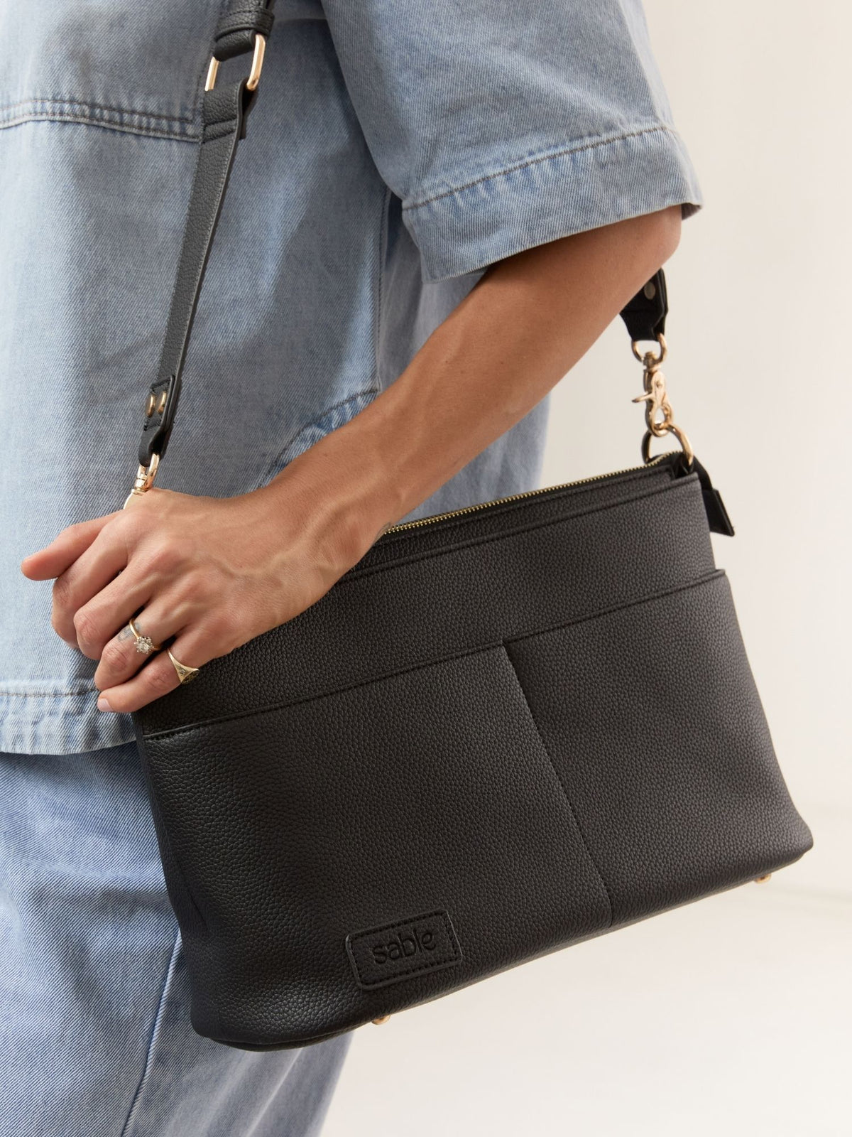 Pram Caddy Bag - Black Vegan Leather