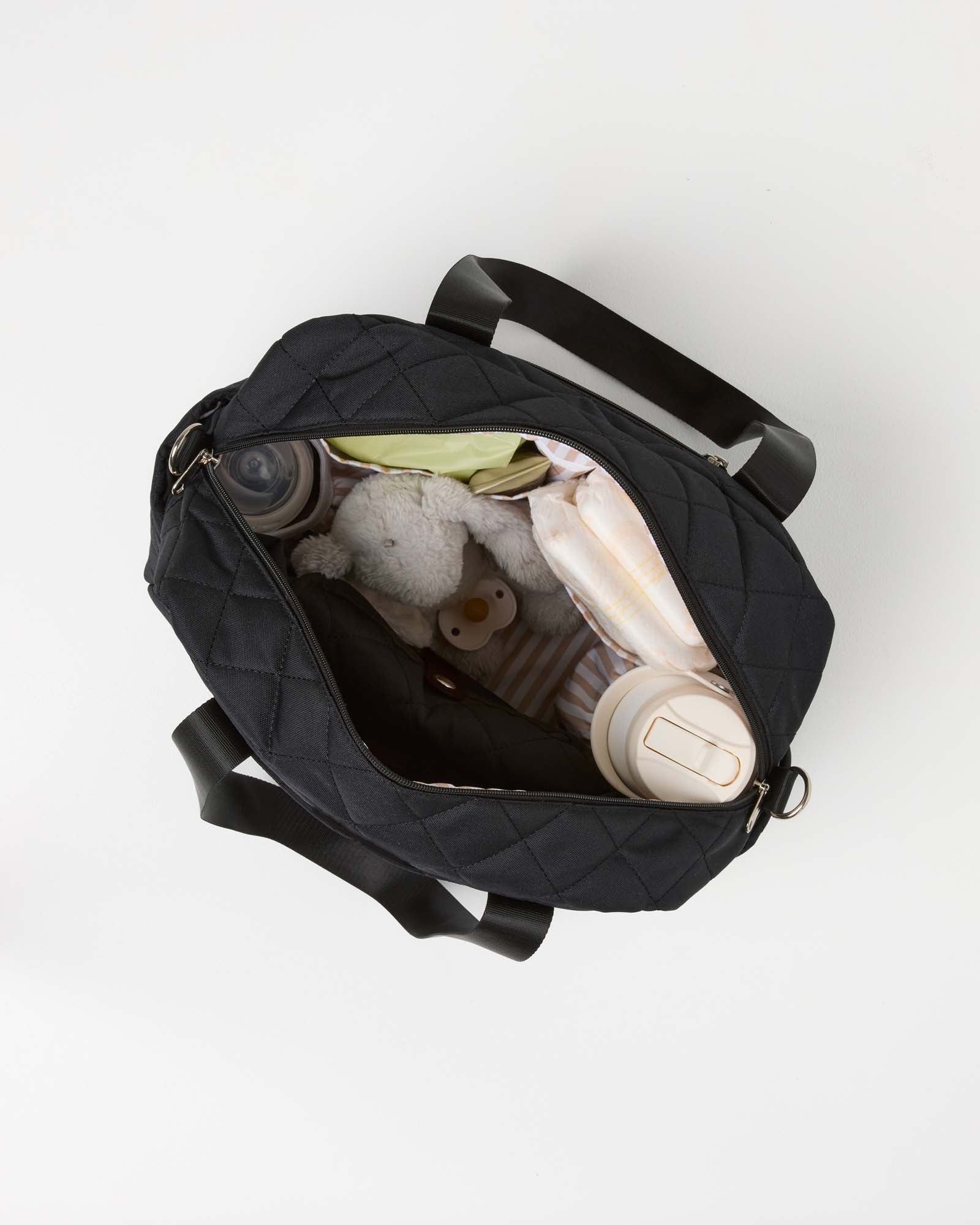 Nappy Bag - Black Quilted (Samples & Seconds)