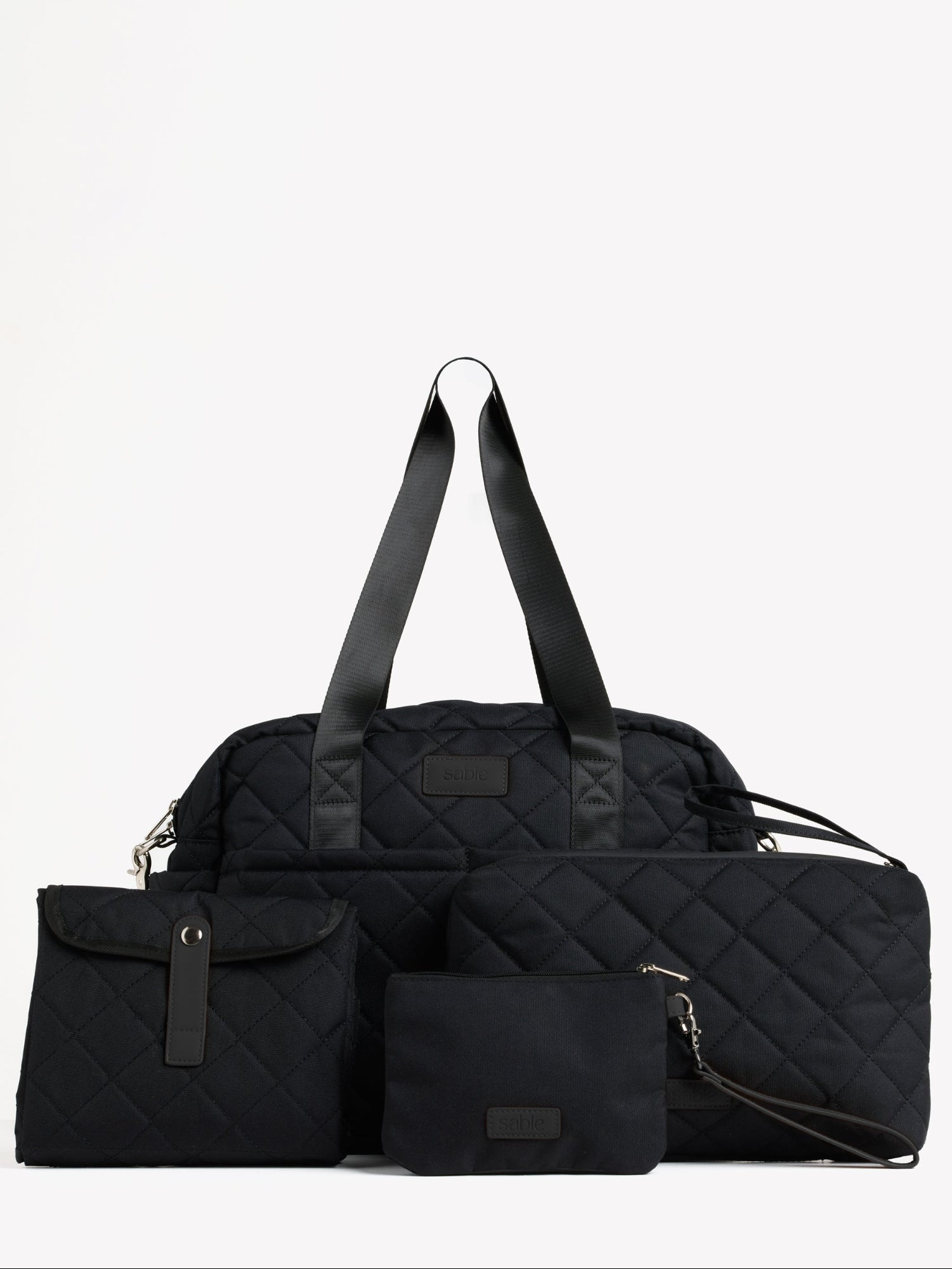 Ultimate Nappy Bag Bundle - Black quilted nappy bag with spacious storage for baby travel and everyday parenting luxury nursery essential