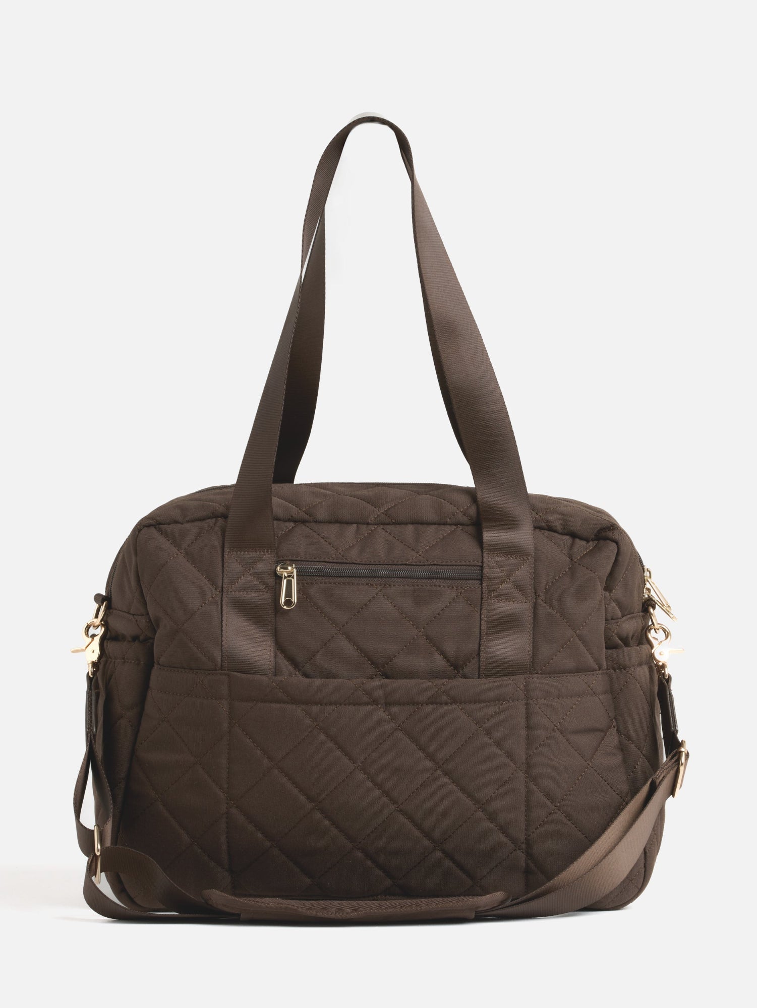 Chocolate Quilted Nappy Bag quilted nappy bag with spacious storage for baby travel and everyday parenting newborn nursery must have