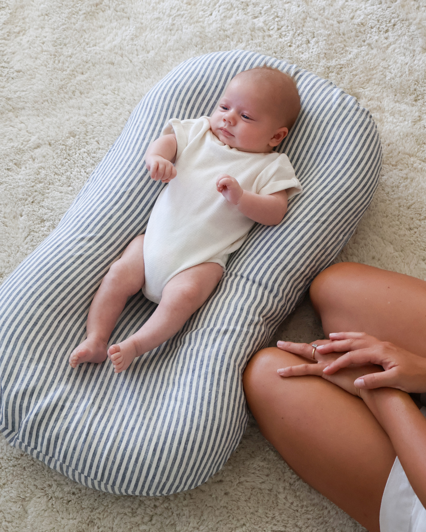 Linen Social Baby Lounger | Marine Striped