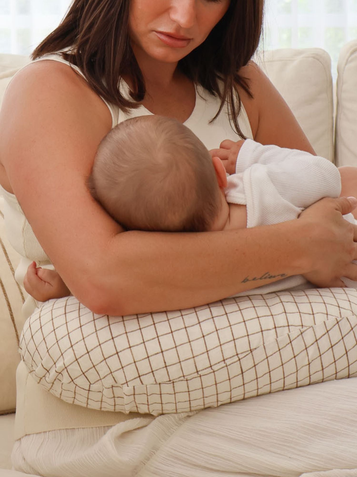Nursing Pillow - Cinnamon Check