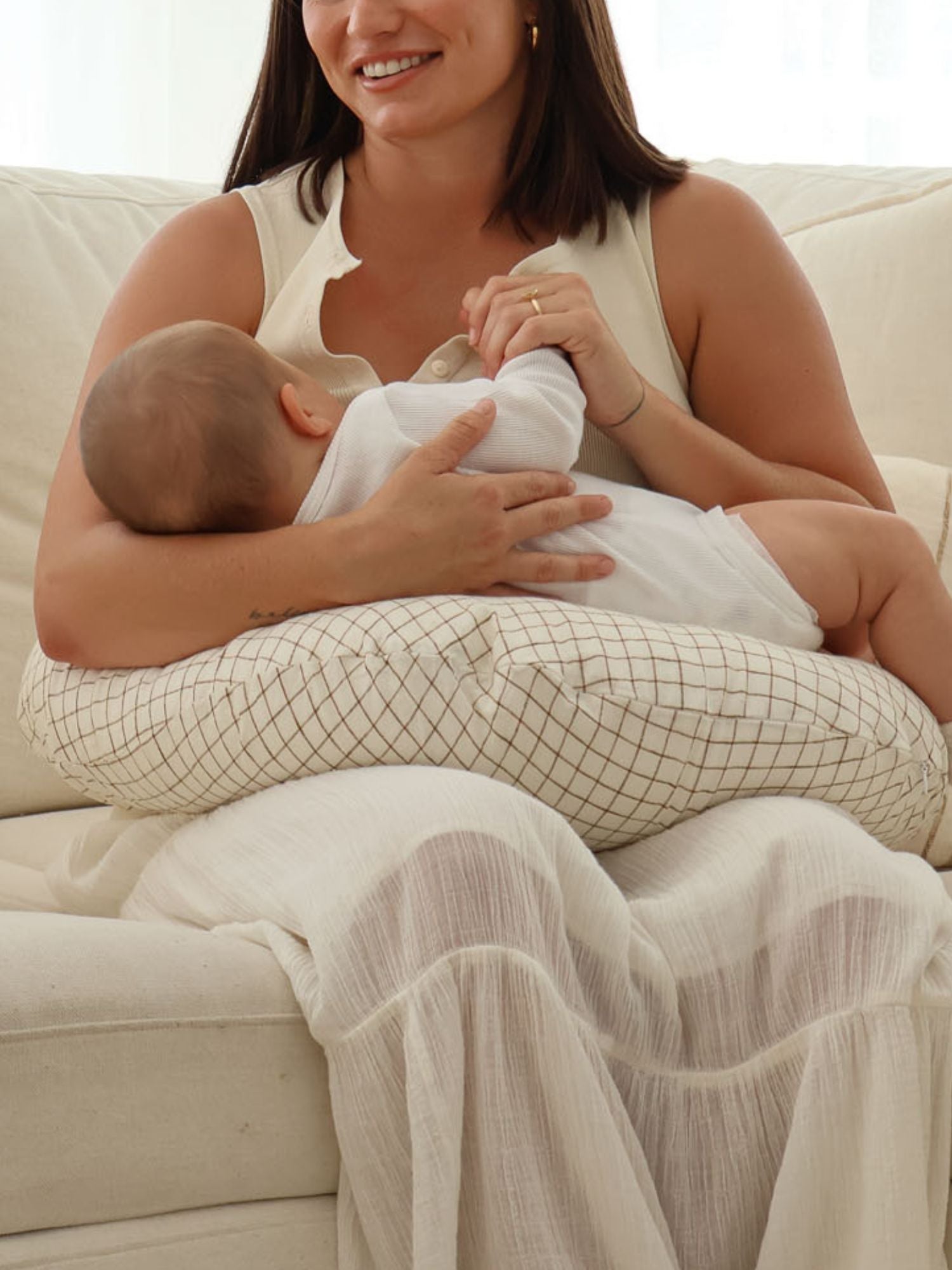 Nursing Pillow - Cinnamon Check