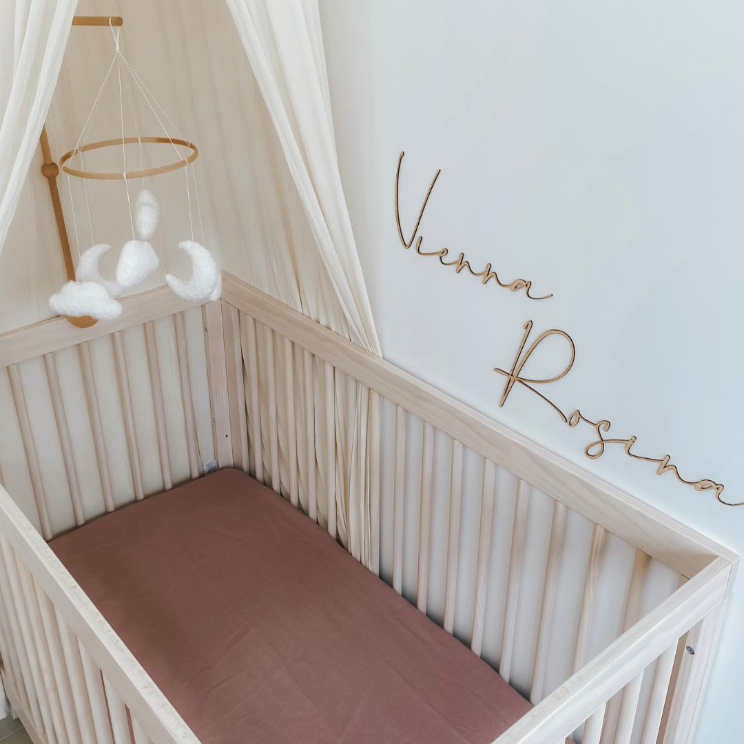 Linen Cot Sheet Dusty Pink Sable Bebe