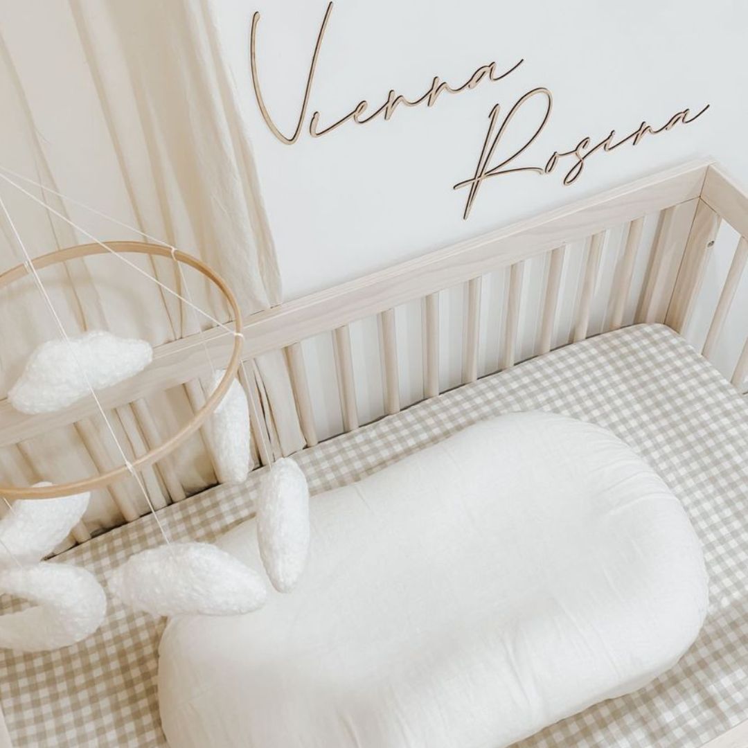 Dove Grey Gingham Linen Cot Sheet