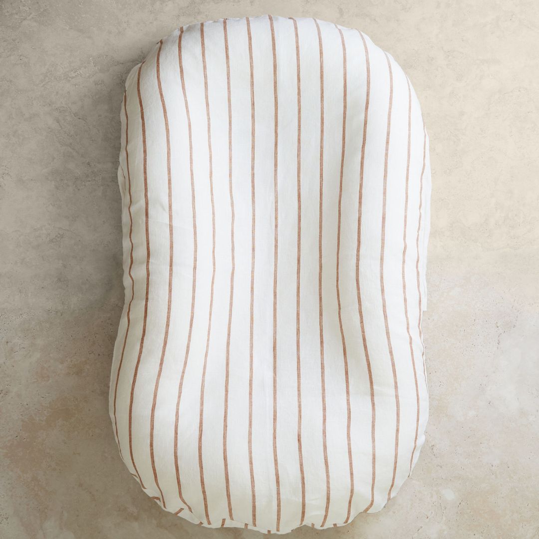 Sandalwood Striped Linen Baby Lounger Cover