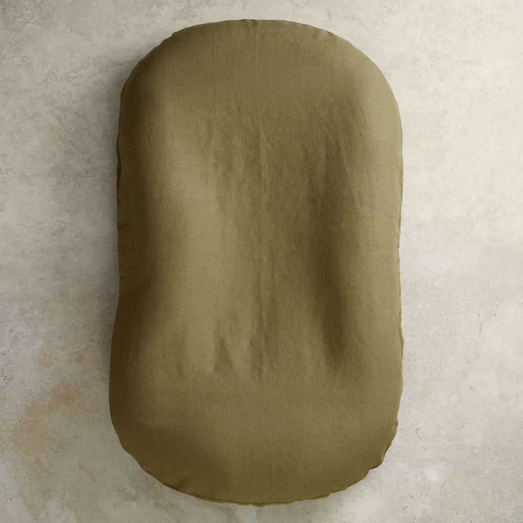Olive Linen Baby Lounger Cover