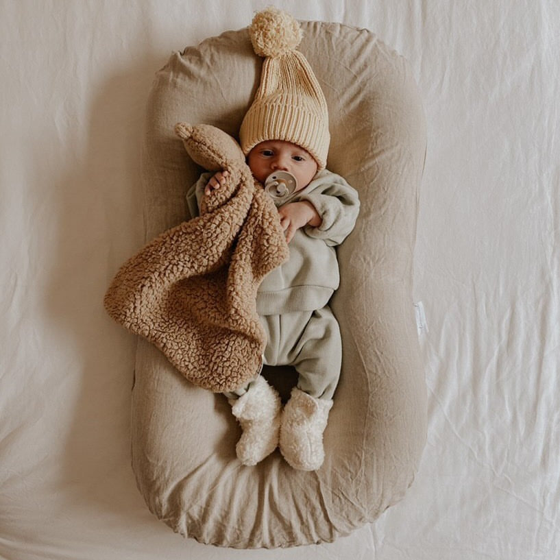 Linen Baby Lounger Cover Natural Sable Bebe