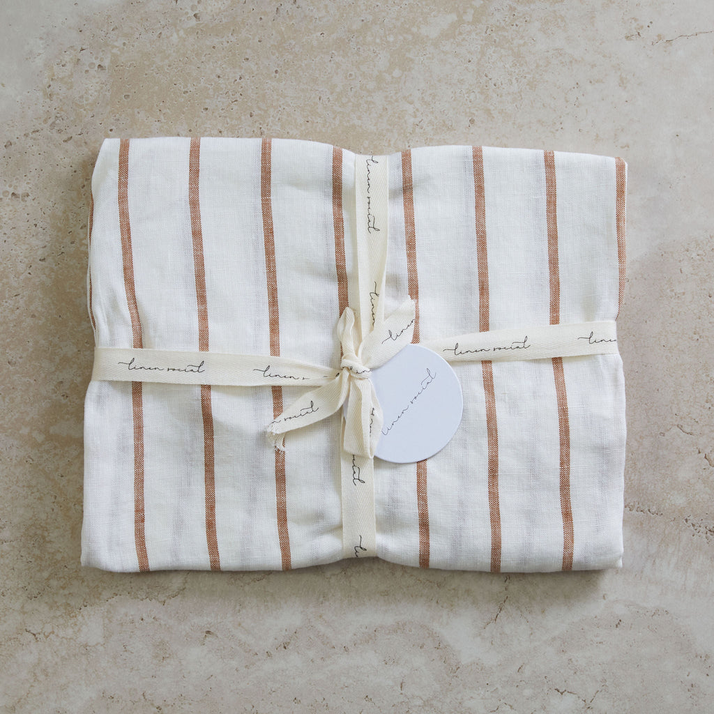 Sandalwood Striped Linen Baby Lounger Cover