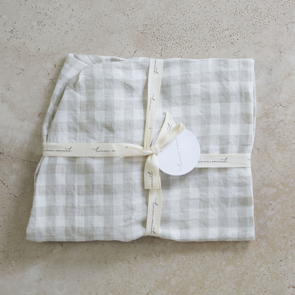 Dove Grey Gingham Bassinet Sheet