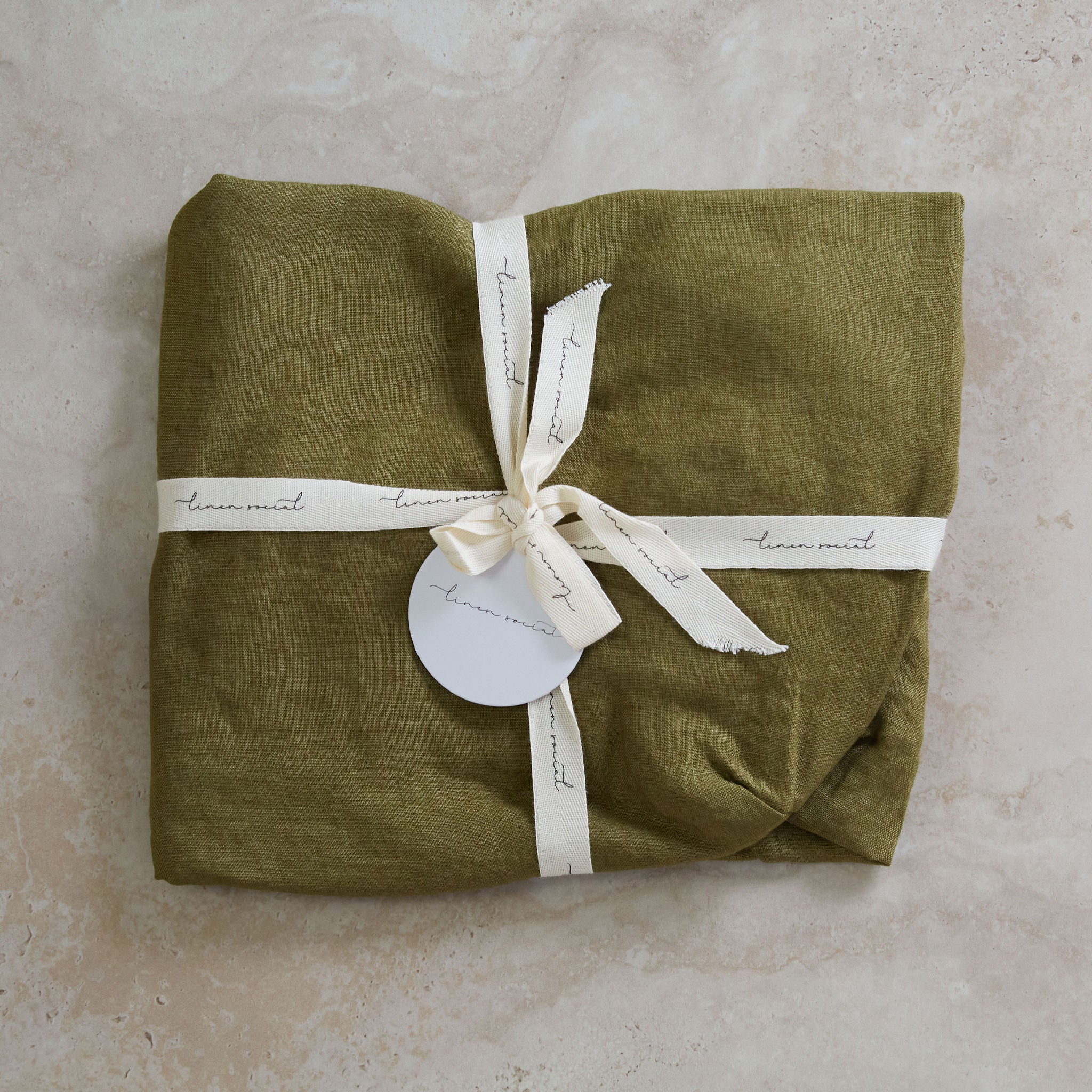 Olive Linen Bassinet Sheet