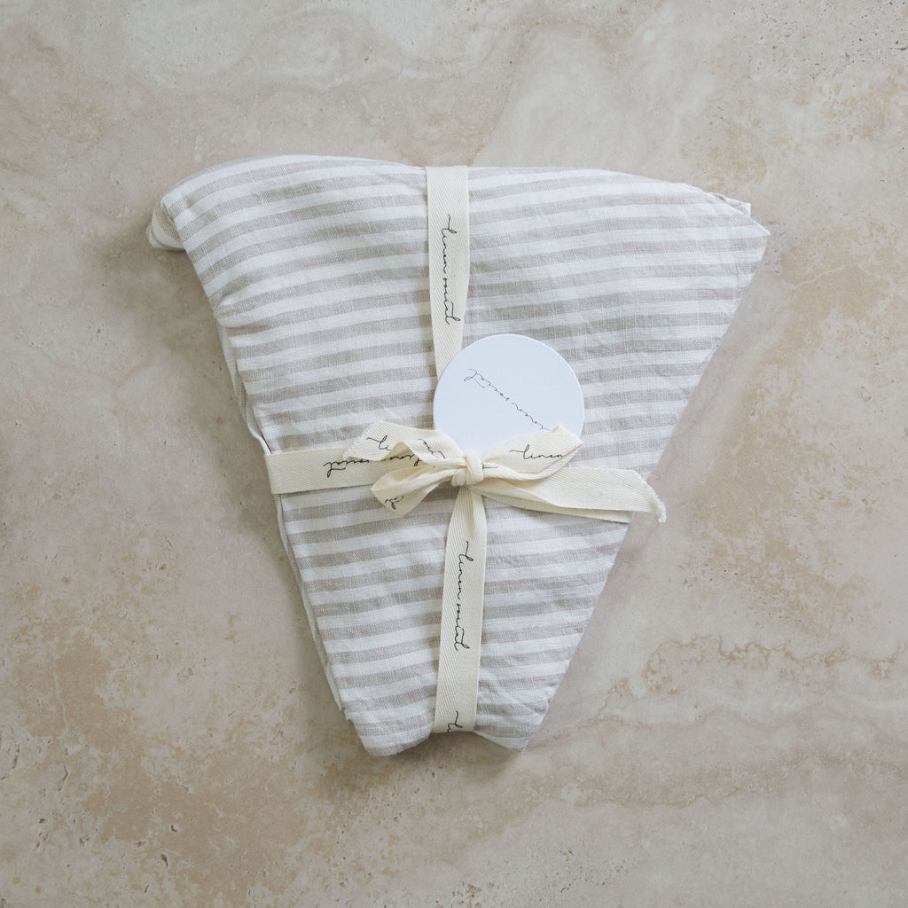 Linen Nursing Pillow Cover - Natural Striped