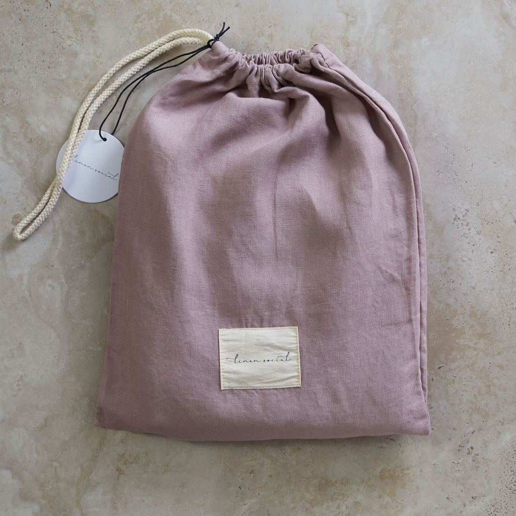 Dusty Pink Linen Cot Sheet