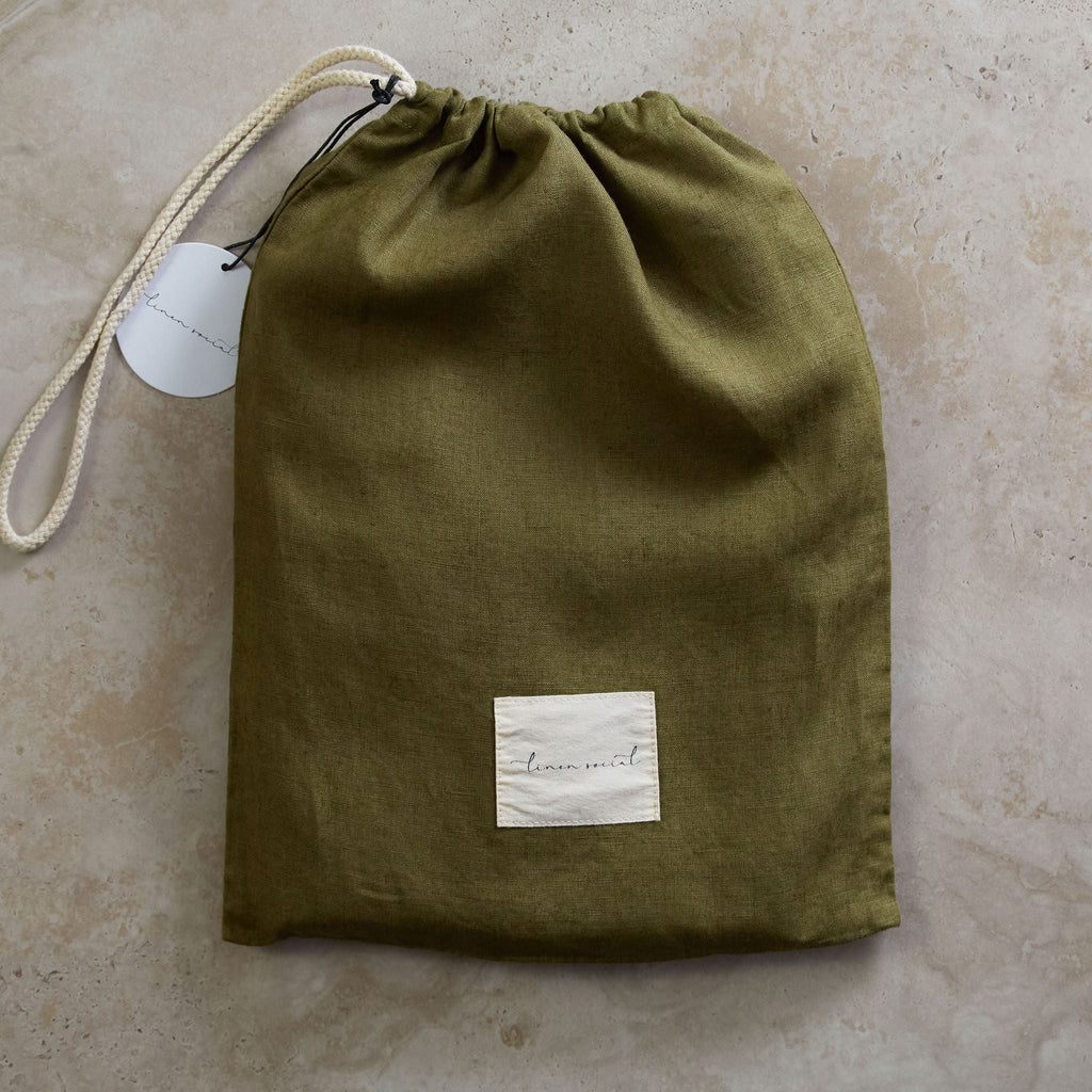 Olive Linen Cot Sheet