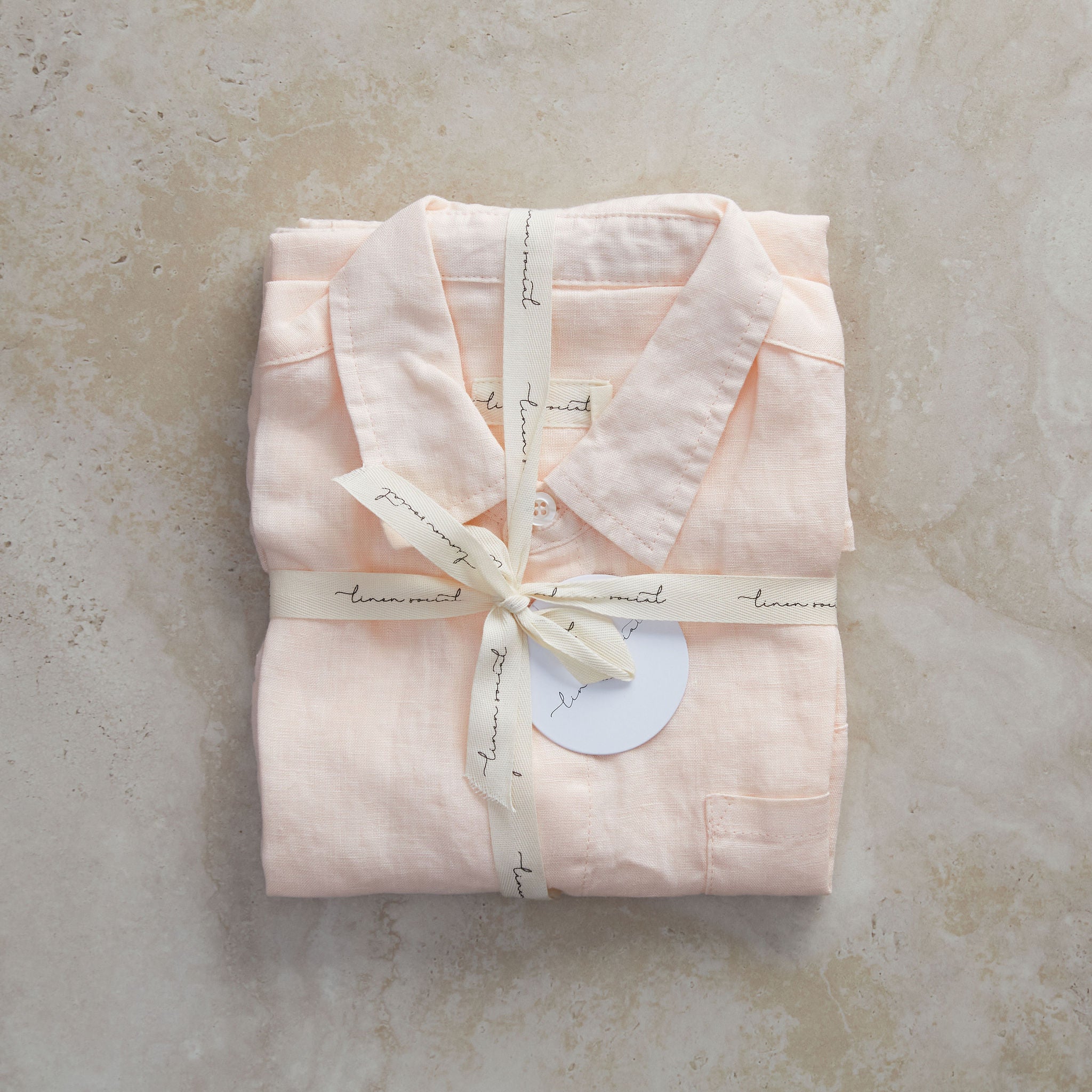 Kids Peach Linen Pyjama Set