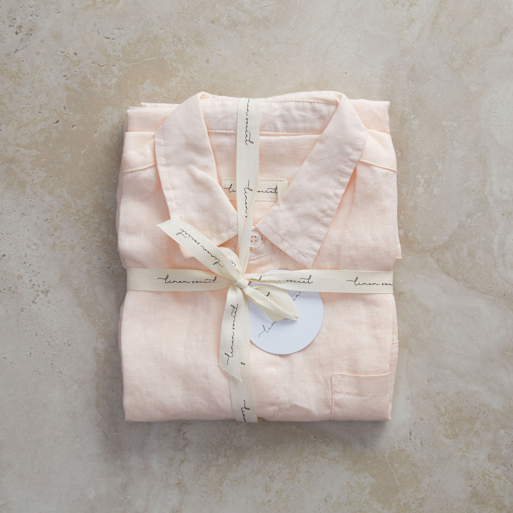 Kids Peach Linen Pyjama Set