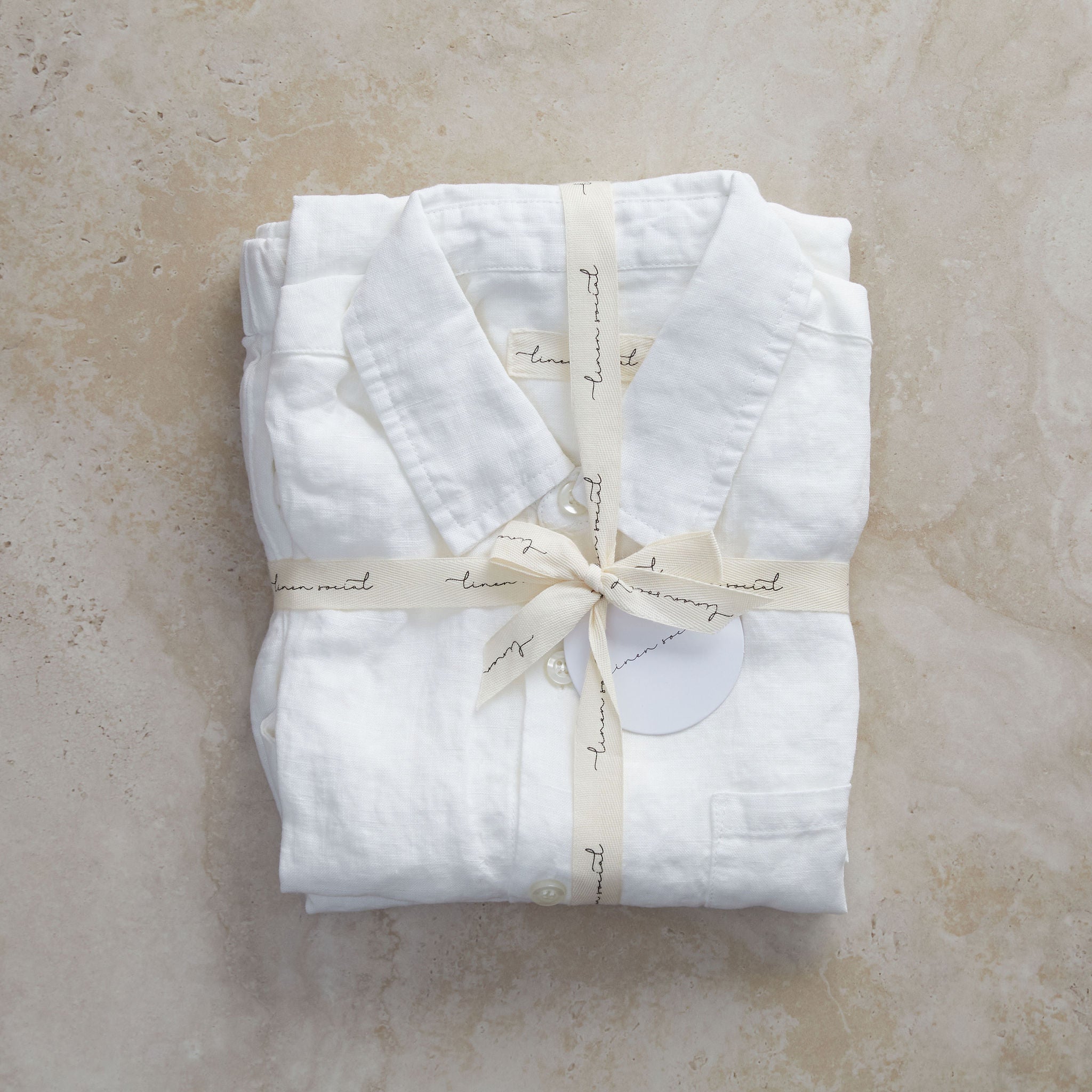 Kids White Linen Pyjama Set